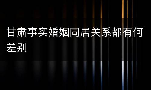 甘肃事实婚姻同居关系都有何差别