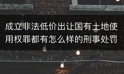 成立非法低价出让国有土地使用权罪都有怎么样的刑事处罚