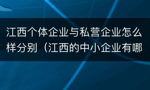 江西个体企业与私营企业怎么样分别（江西的中小企业有哪些）