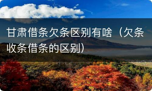 甘肃借条欠条区别有啥（欠条收条借条的区别）