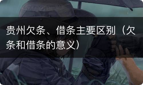贵州欠条、借条主要区别（欠条和借条的意义）