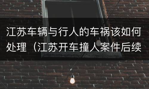 江苏车辆与行人的车祸该如何处理（江苏开车撞人案件后续）
