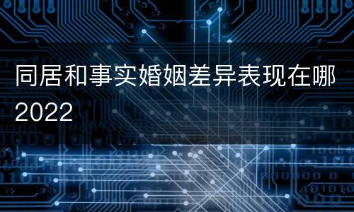 同居和事实婚姻差异表现在哪2022