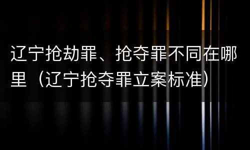 辽宁抢劫罪、抢夺罪不同在哪里（辽宁抢夺罪立案标准）