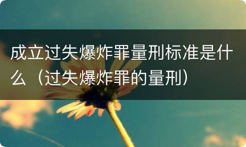 成立过失爆炸罪量刑标准是什么（过失爆炸罪的量刑）