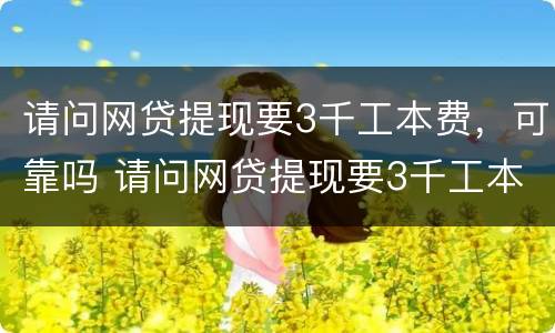 请问网贷提现要3千工本费，可靠吗 请问网贷提现要3千工本费,可靠吗安全吗