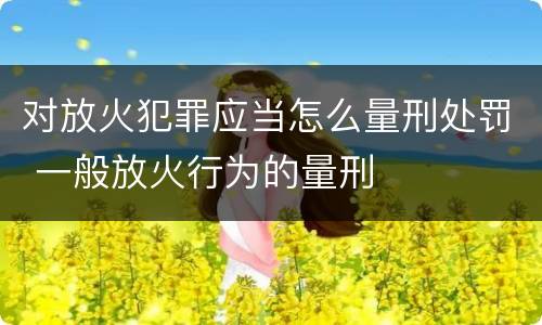 对放火犯罪应当怎么量刑处罚 一般放火行为的量刑