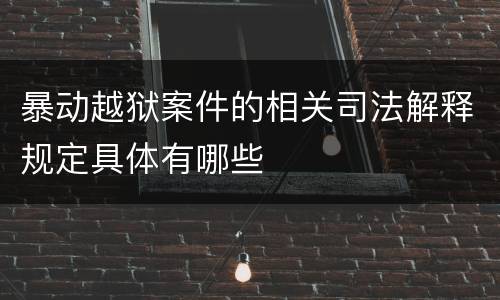 暴动越狱案件的相关司法解释规定具体有哪些