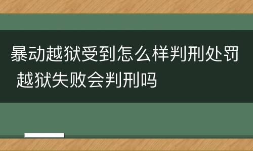 暴动越狱受到怎么样判刑处罚 越狱失败会判刑吗
