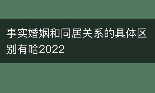 事实婚姻和同居关系的具体区别有啥2022