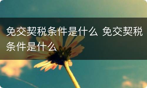 免交契税条件是什么 免交契税条件是什么