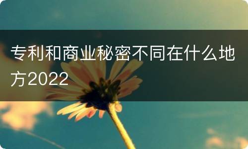 专利和商业秘密不同在什么地方2022