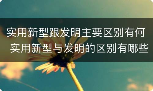 实用新型跟发明主要区别有何 实用新型与发明的区别有哪些