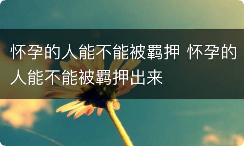 怀孕的人能不能被羁押 怀孕的人能不能被羁押出来