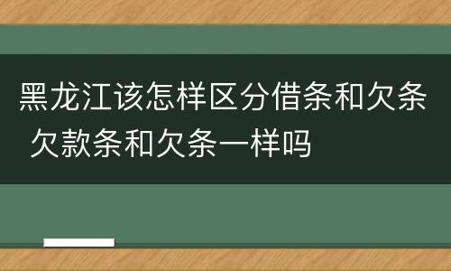 黑龙江该怎样区分借条和欠条 欠款条和欠条一样吗