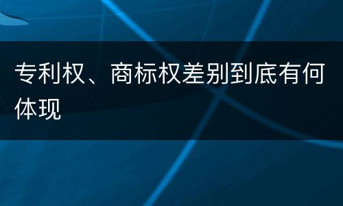 专利权、商标权差别到底有何体现