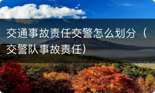交通事故责任交警怎么划分（交警队事故责任）