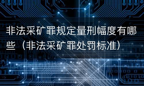 非法采矿罪规定量刑幅度有哪些（非法采矿罪处罚标准）
