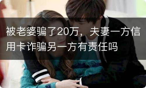 被老婆骗了20万，夫妻一方信用卡诈骗另一方有责任吗