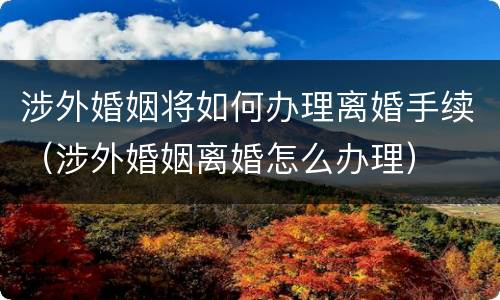 涉外婚姻将如何办理离婚手续（涉外婚姻离婚怎么办理）