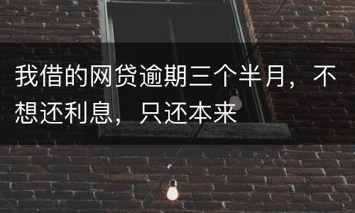 我借的网贷逾期三个半月，不想还利息，只还本来