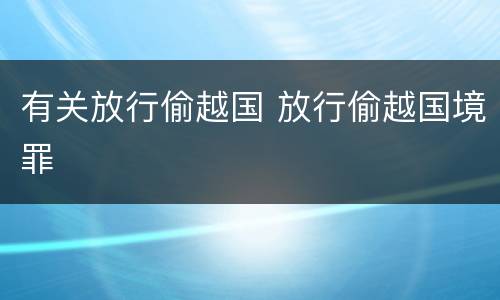 有关放行偷越国 放行偷越国境罪