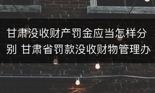 甘肃没收财产罚金应当怎样分别 甘肃省罚款没收财物管理办法