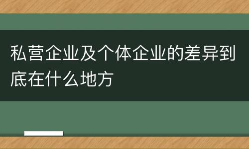 私营企业及个体企业的差异到底在什么地方
