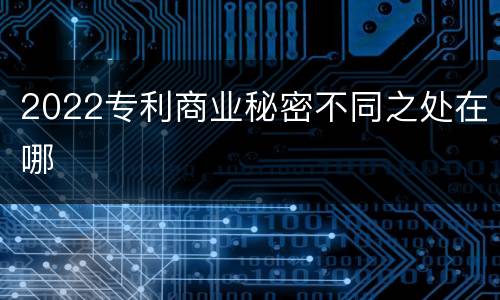 2022专利商业秘密不同之处在哪