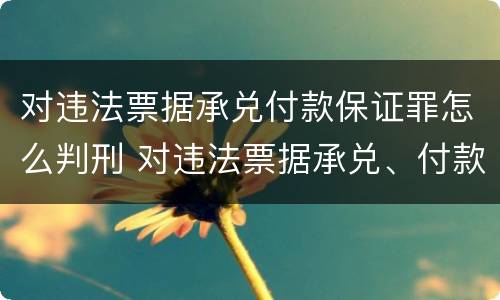 对违法票据承兑付款保证罪怎么判刑 对违法票据承兑、付款、保证罪
