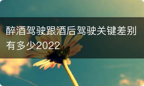 醉酒驾驶跟酒后驾驶关键差别有多少2022