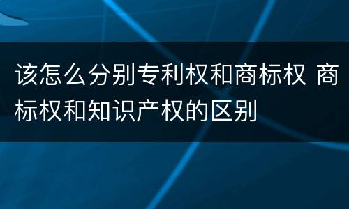 该怎么分别专利权和商标权 商标权和知识产权的区别