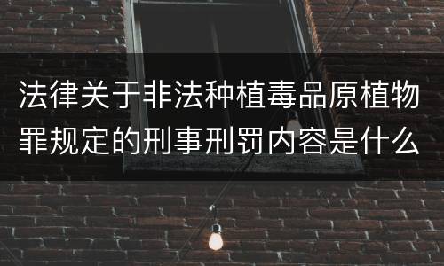 法律关于非法种植毒品原植物罪规定的刑事刑罚内容是什么