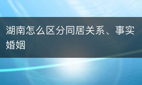 湖南怎么区分同居关系、事实婚姻