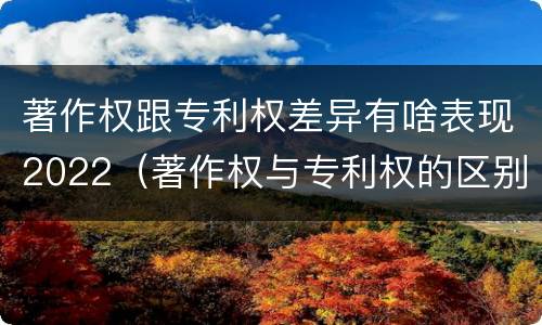 著作权跟专利权差异有啥表现2022（著作权与专利权的区别）