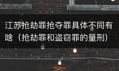 江苏抢劫罪抢夺罪具体不同有啥（抢劫罪和盗窃罪的量刑）