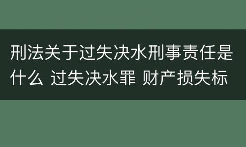 刑法关于过失决水刑事责任是什么 过失决水罪 财产损失标准