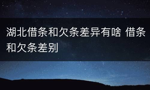 湖北借条和欠条差异有啥 借条和欠条差别
