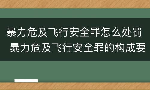 暴力危及飞行安全罪怎么处罚 暴力危及飞行安全罪的构成要件