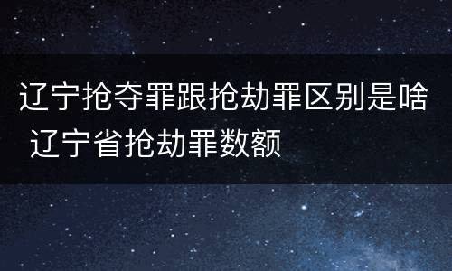 辽宁抢夺罪跟抢劫罪区别是啥 辽宁省抢劫罪数额