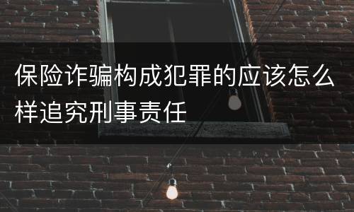 保险诈骗构成犯罪的应该怎么样追究刑事责任