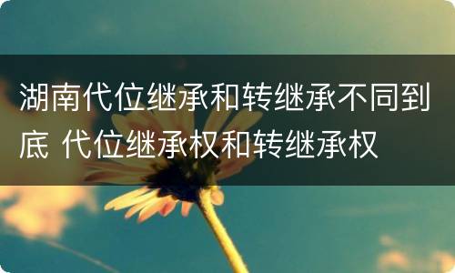 湖南代位继承和转继承不同到底 代位继承权和转继承权