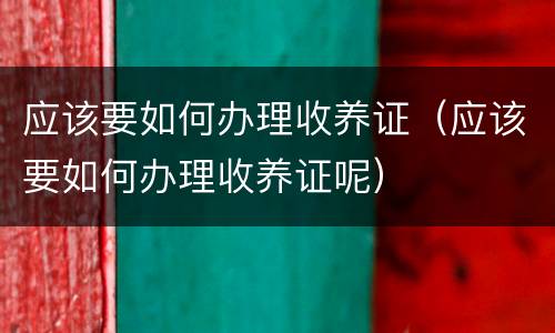 应该要如何办理收养证（应该要如何办理收养证呢）