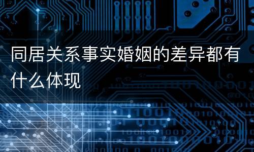 同居关系事实婚姻的差异都有什么体现