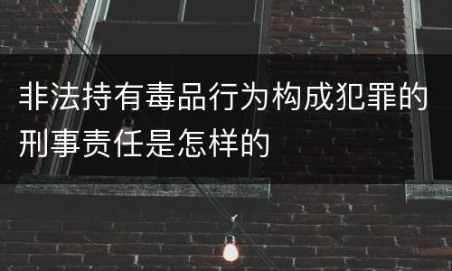 非法持有毒品行为构成犯罪的刑事责任是怎样的