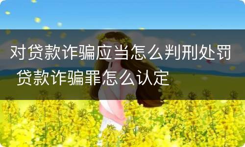 对贷款诈骗应当怎么判刑处罚 贷款诈骗罪怎么认定