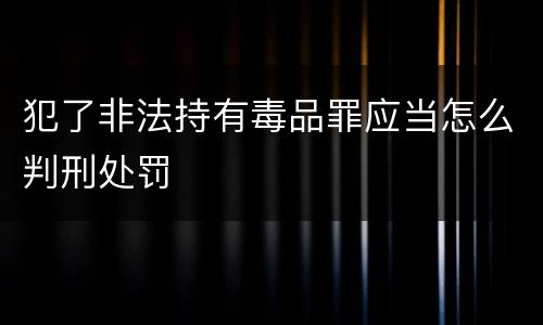犯了非法持有毒品罪应当怎么判刑处罚