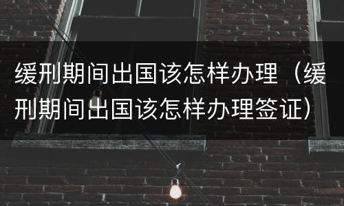 缓刑期间出国该怎样办理（缓刑期间出国该怎样办理签证）
