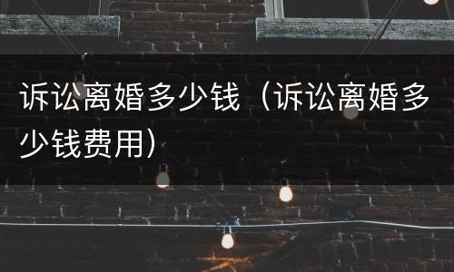 诉讼离婚多少钱（诉讼离婚多少钱费用）