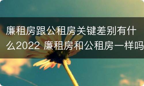 廉租房跟公租房关键差别有什么2022 廉租房和公租房一样吗